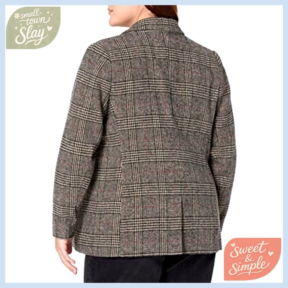 Long Blazer Regular Fit Polyester Wool Blend Notc… - image 5